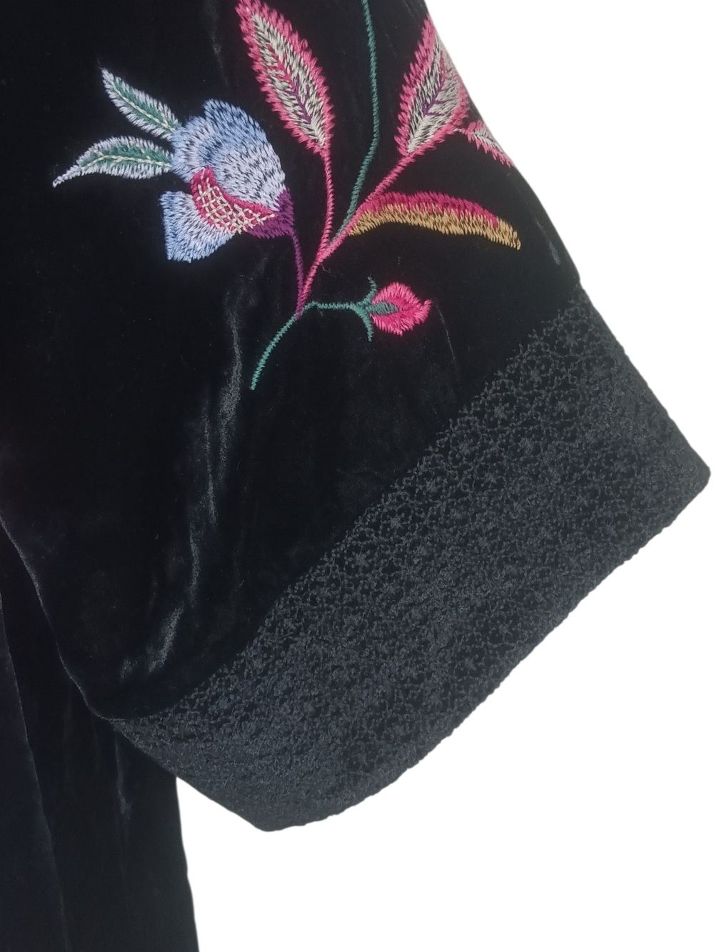 JOHNNY WAS SANDRA EMBROIDERED VELVET WIDE CUFF KIMONO BLACK SZ 2XL NWOT $395 - Picture 4 of 7
